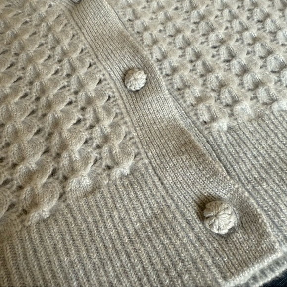 WHITE + WARREN Cashmere Open Stitch Cardigan in Sky Blue Size Medium - Picture 6 of 13